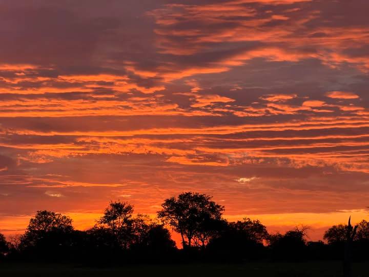 Tramonto a Bomani, parco nazionale di Hwange, Zimbabwe