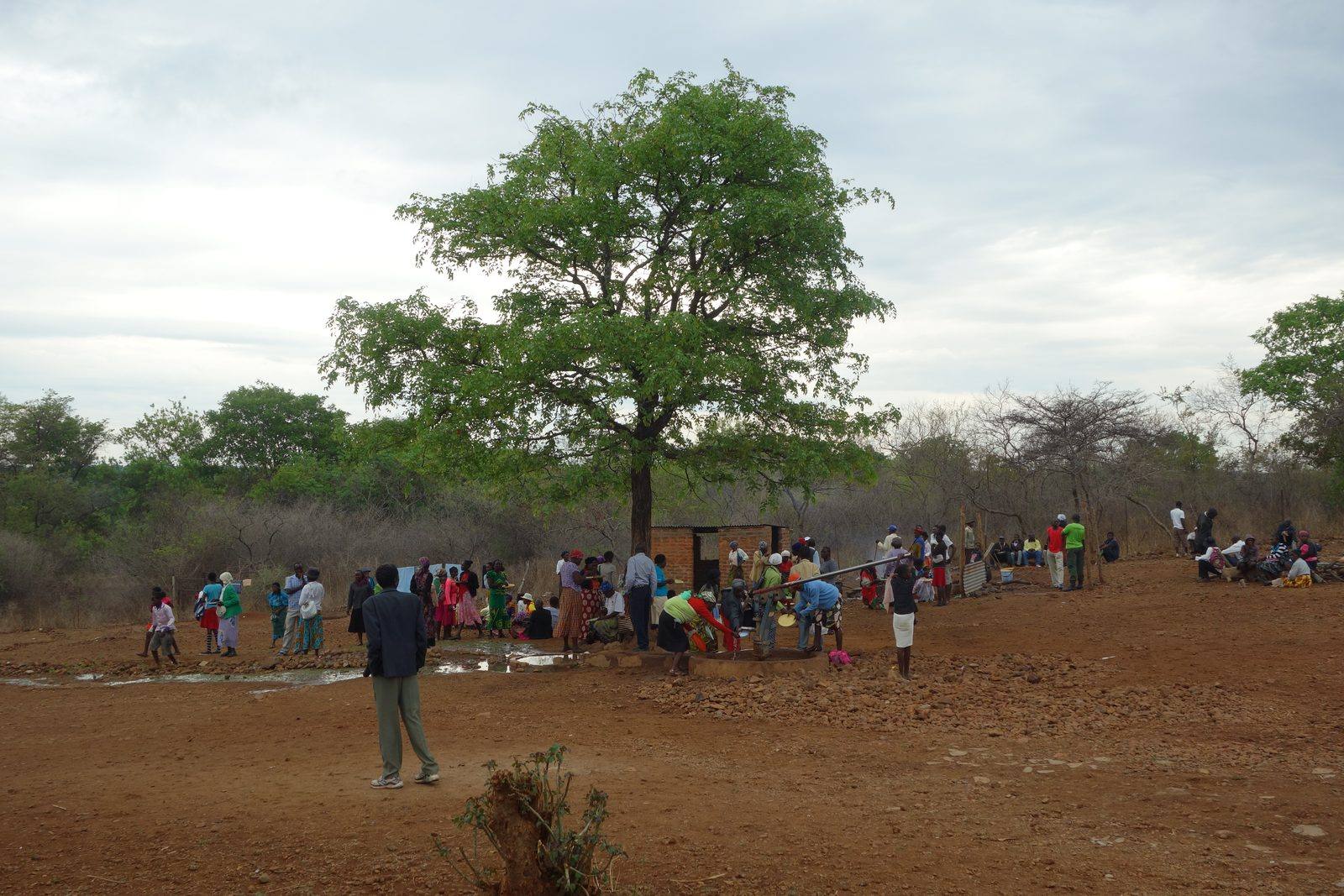 La fila verso la clinica, dicembre 2014